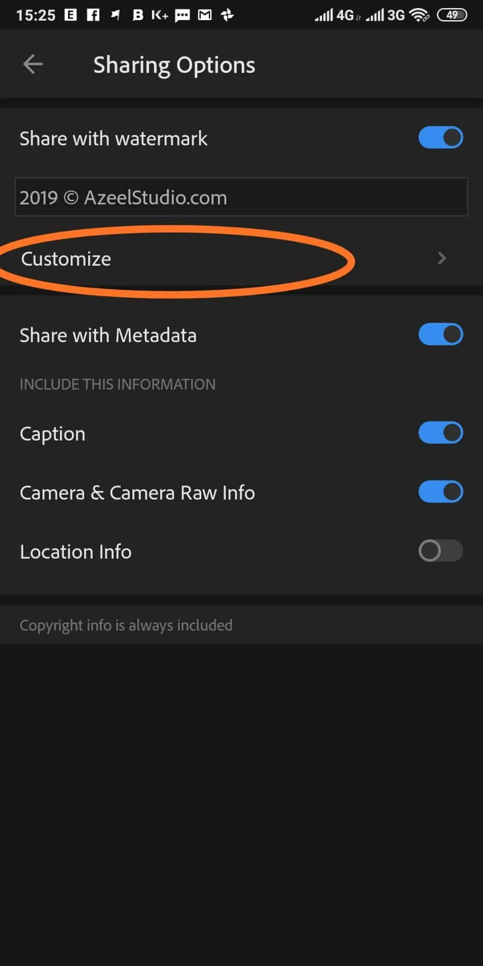 วิธีใส่ลายน้ำในรูป ด้วย Lightroom Mobile